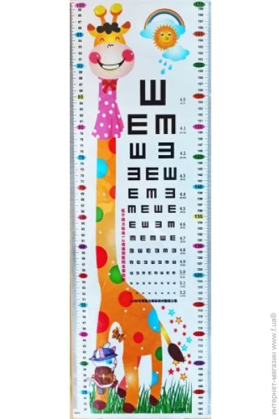 Наклейка на стіну UKC дитячий ростомір Жираф та сонце з таблицею перевірки гостроти зору 78х24 см 33017 Різнокольоровий (1994) Наклейка на стіну UKC дитячий ростомір Жираф та сонце з таблицею перевірки гостроти зору 78х24 см 33017 Різнокольоровий (1994)