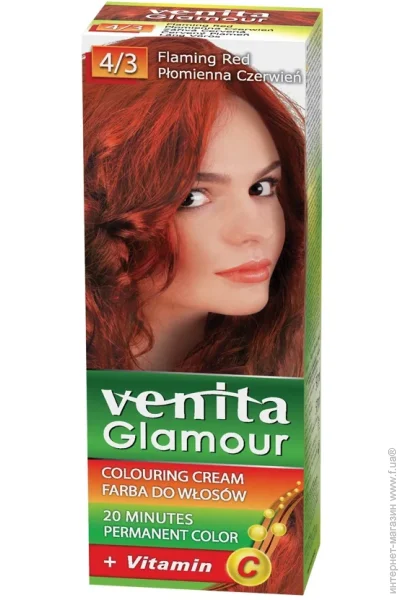 Фарба для волосся Venita glamour № 4.3, вогняний, 100мл (5902101511902) Фарба для волосся Venita glamour № 4.3, вогняний, 100мл (5902101511902)