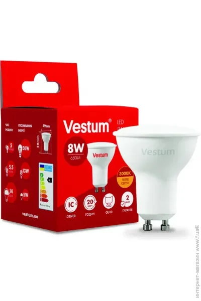   Vestum  LED MR16 8W 3000K 220V GU10 (1-VS-1507)