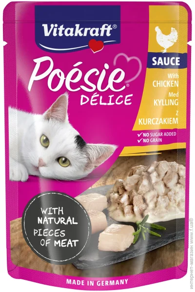 Корм вологий для дорослих котів Poesie Delice,Chicken,Sauce 85 г Корм вологий для дорослих котів Poesie Delice,Chicken,Sauce 85 г