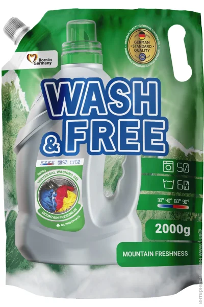 Гель для стирки Wash&Free Горная Cвежесть Запасной блок 2000 мл (4262396144942) Гель для стирки Wash&Free Горная Cвежесть Запасной блок 2000 мл (4262396144942)