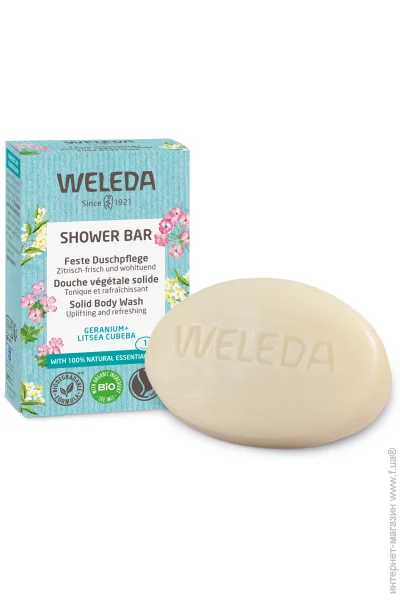 Weleda Мило Твердий арома-бар для душу Герань та Літсеа Кубеба 75 г 1 шт./уп. Weleda Мило Твердий арома-бар для душу Герань та Літсеа Кубеба 75 г 1 шт./уп.
