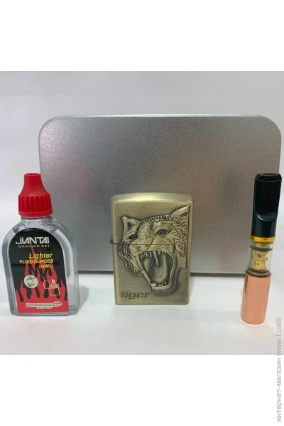 YKX Зажигалка бензиновая Tiger Набор (Мундштук) (hl-371tiger) YKX Зажигалка бензиновая Tiger Набор (Мундштук) (hl-371tiger)