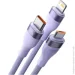 Baseus  Flash Series 3-in-1 Cable USB to MicroUSB+ Lightning+ Type-C 100W 1.2m CASS030005 Purple (2398234653)