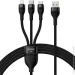 Baseus  Flash Series 3-in-1 Cable USB to MicroUSB+ Lightning+ Type-C 66W 1.2m CASS040001 Black (2398276646)