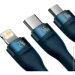Baseus  Flash Series 3-in-1 Cable USB to MicroUSB+ Lightning+ Type-C 66W 1.2m CASS040003 Blue (2398284314)