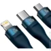 Baseus  Flash Series 3-in-2 Cable USB+ Type-C to MicroUSB+ Lightning+ Type-C 100W 1.2m CASS030103 Blue (2398330070)