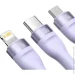 Baseus  Flash Series 3-in-2 Cable USB+ Type-C to MicroUSB+ Lightning+ Type-C 100W 1.2m CASS030105 Purple (2398333903)