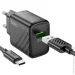   Hoco   110-240V CS21A+  Type-C, 1xUSB, 18W,  1, Black, Box