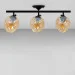 Люстра потолочная лофт Light House LS-18142F-3 BK+ BR черная, плафон янтарный Люстра потолочная лофт Light House LS-18142F-3 BK+ BR черная, плафон янтарный