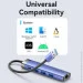 USB- - USB3.0 --> USB 3.0x3/RJ45/USB-C Hub Blue Aluminum Alloy 5-in-1 Vention (TGFSB)