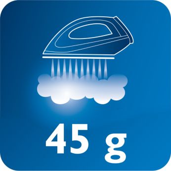 Подача пара до 45 г / хв для кращого розгладження складок