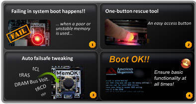 MemOK! determines failsafe settings and dramatically improves your system boot success