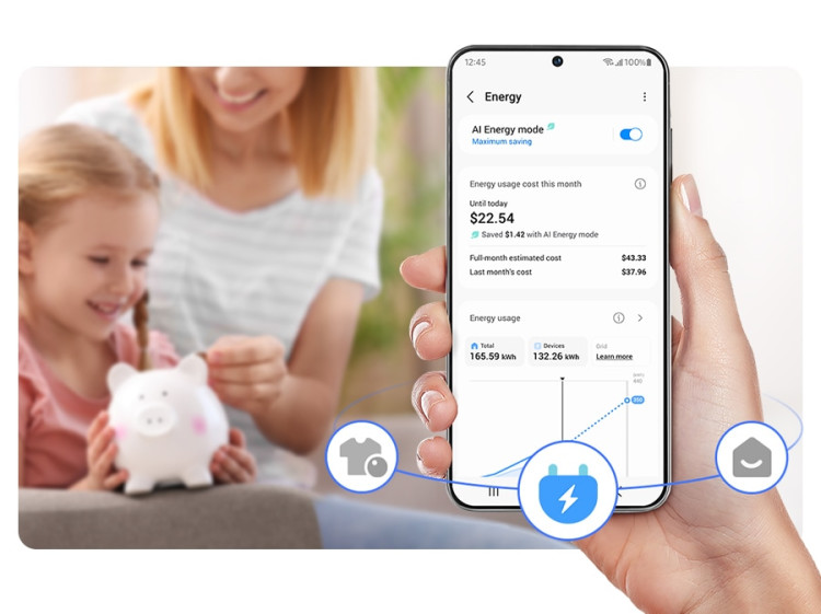 A person is using the SmartThings Energy and checks the energy usage.