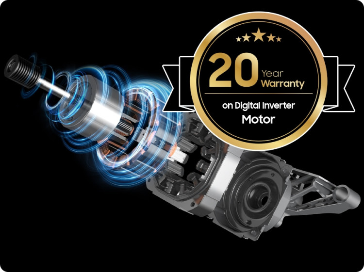 The washing machine has 20 year warranty on digital inverter motor.