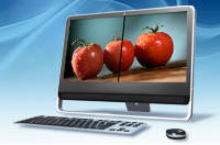 Three tomatoes on a computer screen