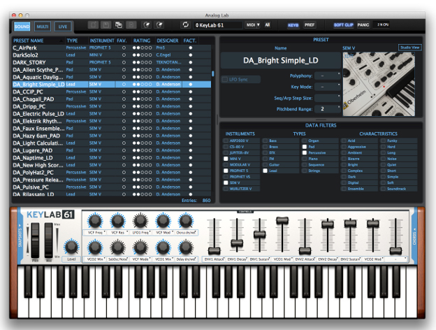 analog lab sound mode