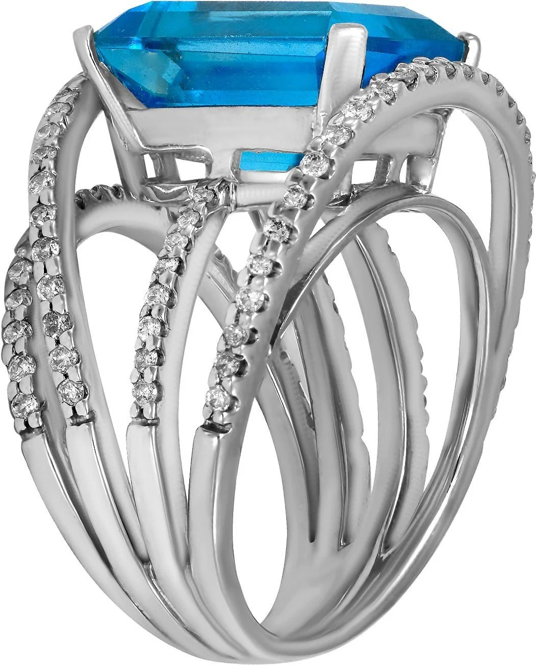 ᐈ Купить Кольцо из белого золота с бриллиантами и топазом