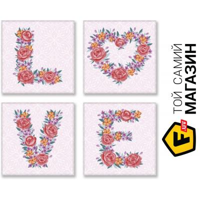 

Идейка Набор для росписи по номерам. LOVE flowers 18*18 см*4 шт. CH125