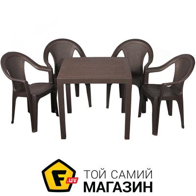 

Ост-Фран Комплект King 4 (кресло Ischia-4 шт, стол King-1 шт) Пластик Коричневый