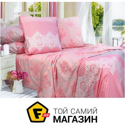 Еней-Плюс Простынь на резинке R0075 (200х220), цвет: розовый, белый