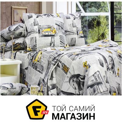 

Комплект постельного белья Еней-Плюс Евро постельный комплект T0665, цвет: белый, черный, желтый