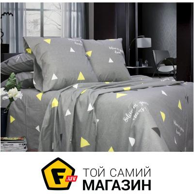 Простынь на резинке+наволочки Еней-Плюс Простынь на резинке T0671 (200х220), цвет: серый, желтый