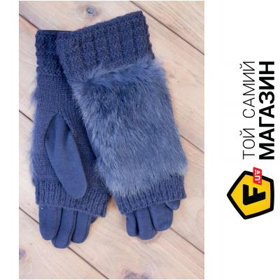 

Brand Style Женские перчатки комбинированные стрейч+ вязка темно-синие 1972s2 M
