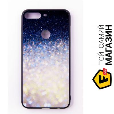 Чехол Dengos Чехол-панель (Back Cover) "Glam" для Huawei Y7 Prime 2018, бело-синий калейдоскоп (DG-BC-GL-13)
