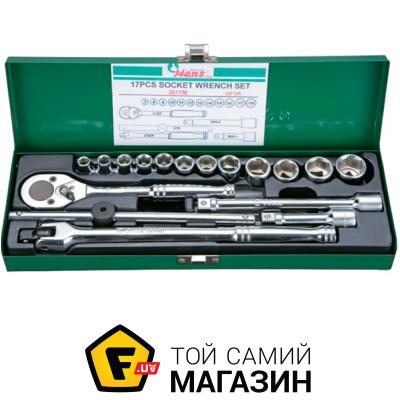 

Набор торцевых головок и комплектующих Hans 3617M 3/8"DR, 17пр.