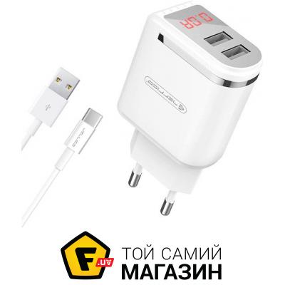 

Зарядка Jellico WJ-C80 LED 2.4A + Type-C cable, White (RL055232)