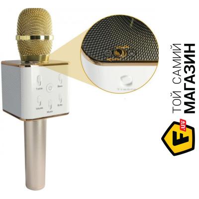 

Детский музыкальный инструмент Micgeek Беспроводной микрофон-караоке Q7 MicGeek bluetooth с чехлом Gold (in-57)