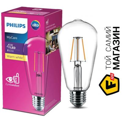 

Декоративный светильник Philips Лампа светодиодная Classic 4 Вт ST64 прозрачная E27 220 В 3000 К