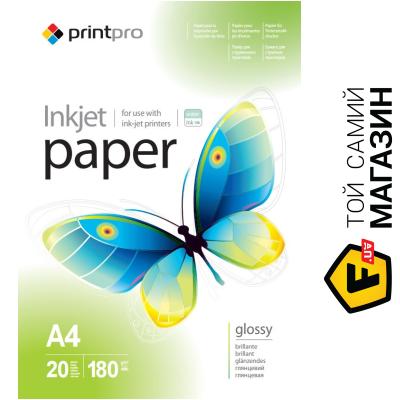 

Фотобумага Printpro 180 г/м², A4, 20л, глянцевая (PGE180020A4)