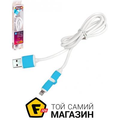 

Кабель 2 в 1 Pulso USB-Micro USB/Apple 1м, синий (CP-001BL)