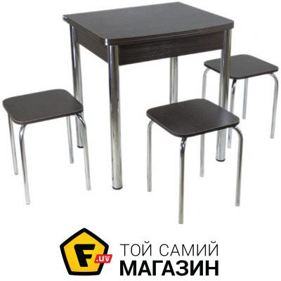 

Стол для дома Tavol Столовый набор Овале (Раскладной стол + 3 табурета) ножки хром металл Венге