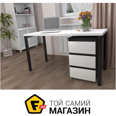 Стол Tavol Стол КС 8.2 с передвижной тумбой металл опоры черные 140смх60смх75см ДСП 32 мм Черный/Белый