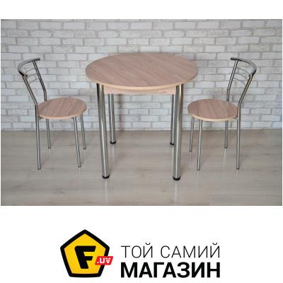 

Стол для дома Tavol Круглый стол Крег D800 ножки хром Ясень + 2 стула